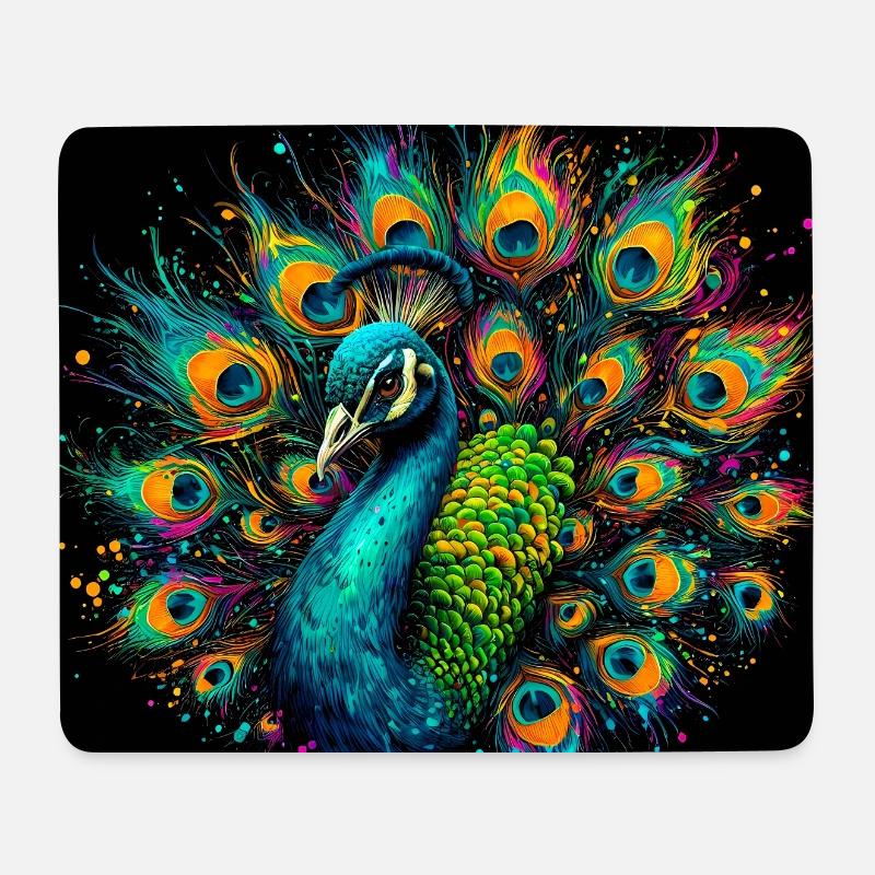 Pfau - Mousepad (Querformat) - Weiß