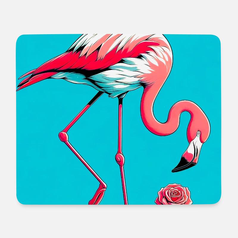Flamingo - Mousepad (Querformat) - Weiß