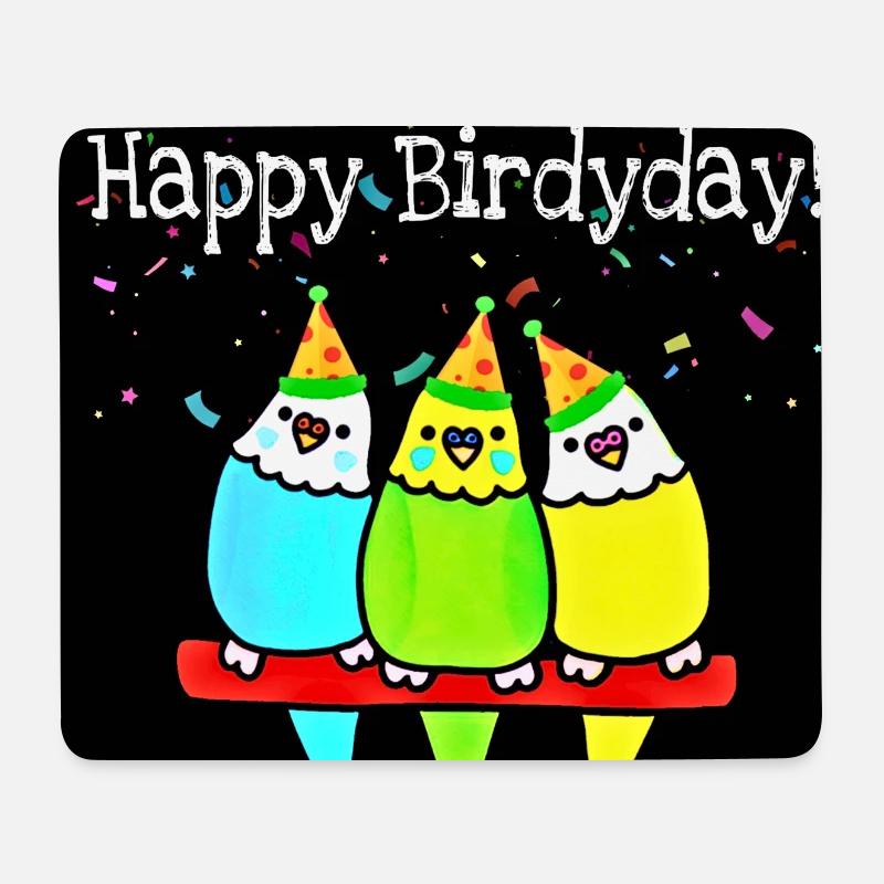 Drei bunte Geburtstagsvögel - Mousepad (Querformat) - Weiß