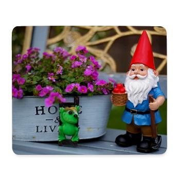 Garden Gnome and Frog Motif - Mouse Pad (horizontal) - white - Front