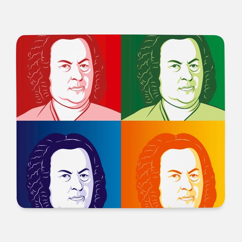 Johann Sebastian Bach im Cartoon Style - Mousepad (Querformat) - Weiß