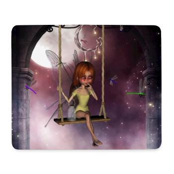 Kleine Fee auf einer Schaukel mit Libelle - Mousepad (Querformat) - Weiß - Vorne