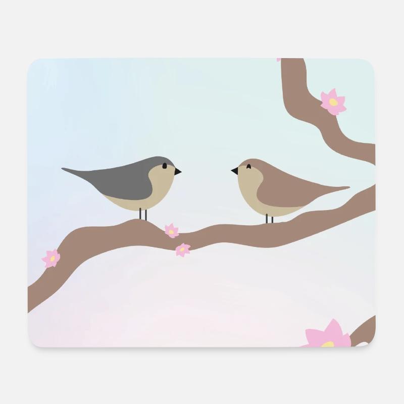 Spring birds - Mouse Pad (horizontal) - white