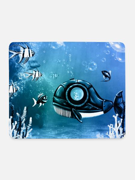 Unterwasserwelt mit Fantasiefischen. - Mousepad (Querformat) - Weiß