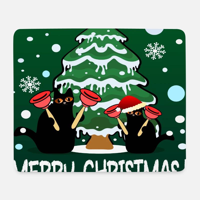 FROHE WEIHNACHTEN - LUSTIGE KATZEN - TOILETTENKOLBEN - Mousepad (Querformat) - Weiß