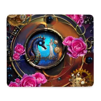 Schönes Steampunk-Design mit Seepferdchen - Mousepad (Querformat) - Weiß - Vorne