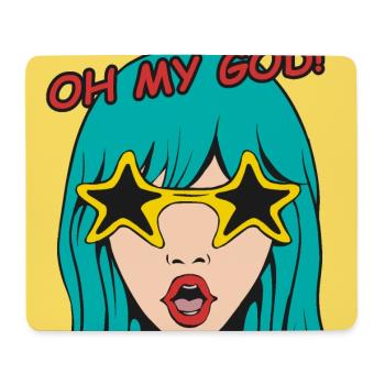 Pop Art Girl Oh My God Star Shades - Mouse Pad (horizontal) - white - Front