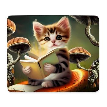 Ein süßes Kätzchen liest Abenteuer - Mousepad (Querformat) - Weiß - Vorne