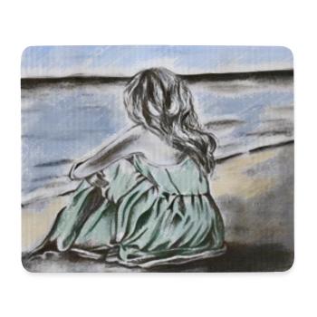 Beach & Hope – Woman in Green Dress, Watercolor - Mouse Pad (horizontal) - white - Front