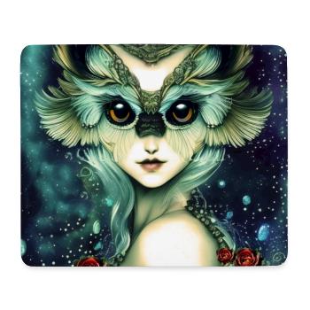 Das weise und wunderbare Eulenmädchen - Mousepad (Querformat) - Weiß - Vorne