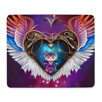 The elegant heart with wings and kitten. - Mouse Pad (horizontal) - white - Front