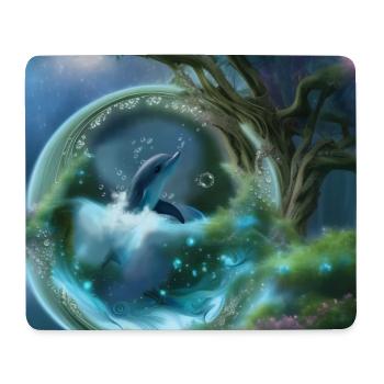 Mignon dauphin dans une bulle au cœur de l’océan - Tapis de souris (format paysage) - blanc - Devant