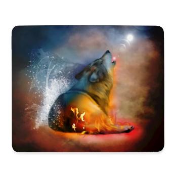 The majesty of wolves with fire and water - Mouse Pad (horizontal) - white - Front