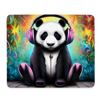Panda mit neonfarbenen Kopfhörern - Mousepad (Querformat) - Weiß - Vorne