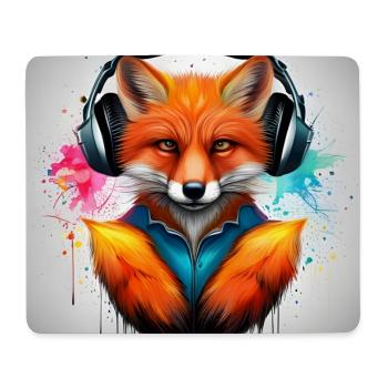 Fuchs mit Kopfhörer Hoodie Kunst - Mousepad (Querformat) - Weiß - Vorne