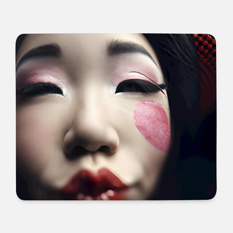 Geisha-Herz-Make-up-Porträt - Mousepad (Querformat) - Weiß