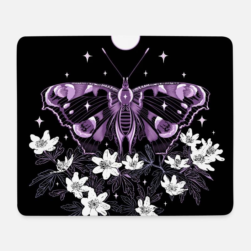 Motte Nachtfalter mit Buschwindröschen - Mousepad (Querformat) - Weiß