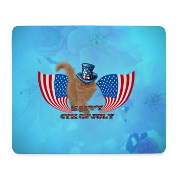 Alles Gute zum 4. Juli mit süßer Katze - Mousepad (Querformat) - Weiß - Vorne