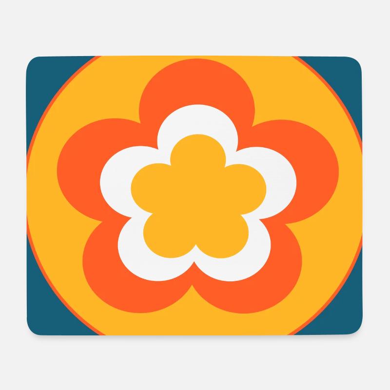 70er Jahre Blume Muster - Mousepad (Querformat) - Weiß