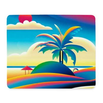 Coucher de soleil sur la plage dans le style des années 80 - Tapis de souris (format paysage) - blanc - Devant