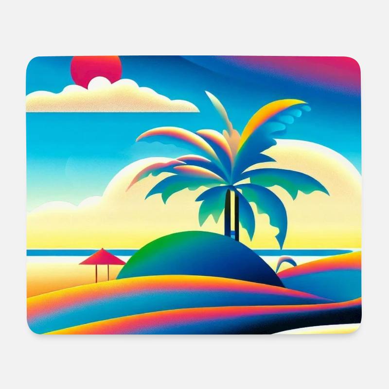 Strand Sonnenuntergang im 80er Stil - Mousepad (Querformat) - Weiß