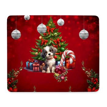 Chiot doux avec arbre de Noël - Tapis de souris (format paysage) - blanc - Devant