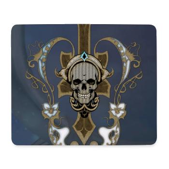 Erstaunlicher goldener Totenkopf mit Blumen. - Mousepad (Querformat) - Weiß - Vorne