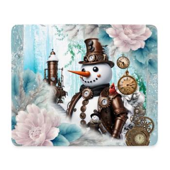 Schneemann in der Zeit - Mousepad (Querformat) - Weiß - Vorne