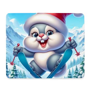 Bunny Jumping Ski Christmas - Mouse Pad (horizontal) - white - Front