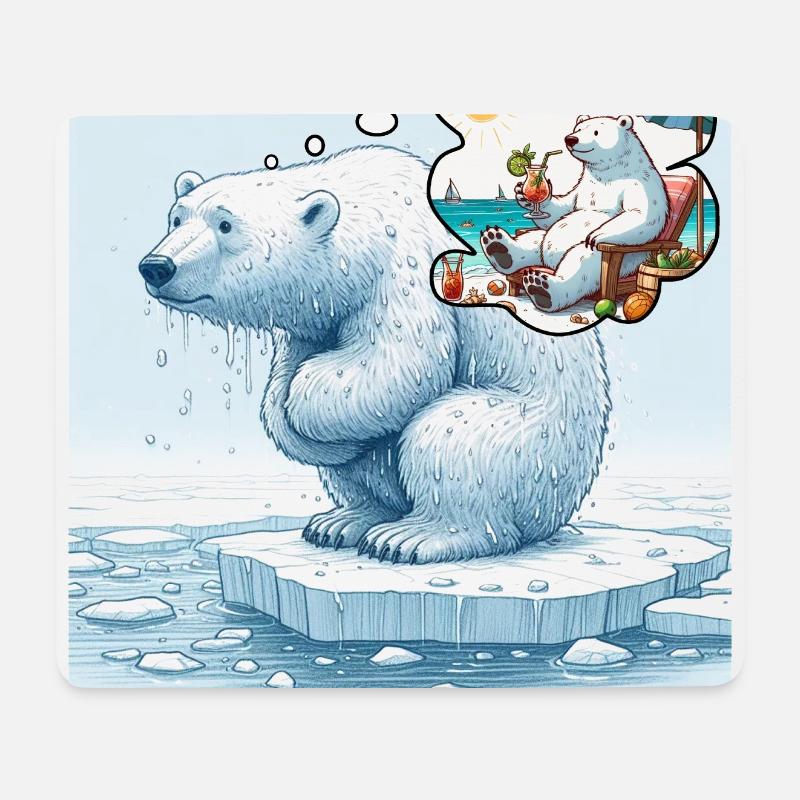 Der gefrorene Bär auf seinem Gletscher! - Mousepad (Querformat) - Weiß