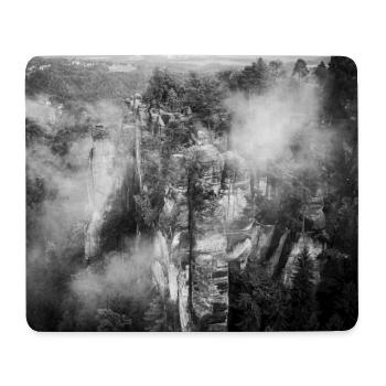 Basteibrücke Sächsische Schweiz Nebel Poster - Mousepad (Querformat) - Weiß - Vorne