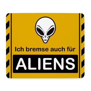 Warnzeichen "Ich bremse auch für Aliens" - Mousepad (Querformat) - Weiß - Vorne