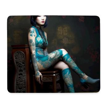 Portrait Frau 05 Tattoo - Mousepad (Querformat) - Weiß - Vorne