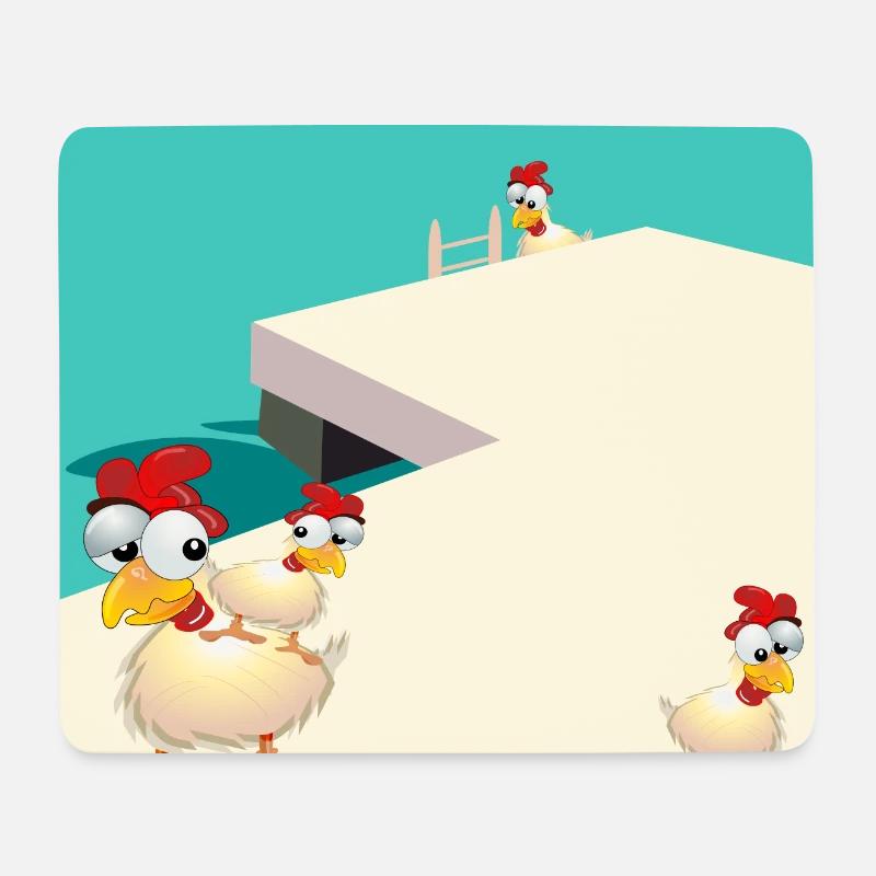 HÜHNER SCHWIMMEN AM SEE - Mousepad (Querformat) - Weiß