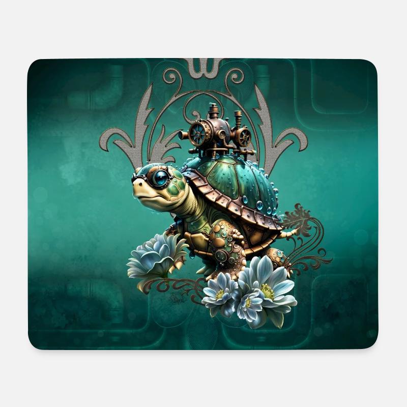 Einzigartige Steampunk-Schildkröte. - Mousepad (Querformat) - Weiß