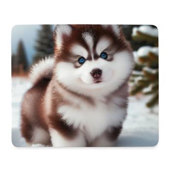 Siberian husky puppy in the snow - Mouse Pad (horizontal) - white - Front