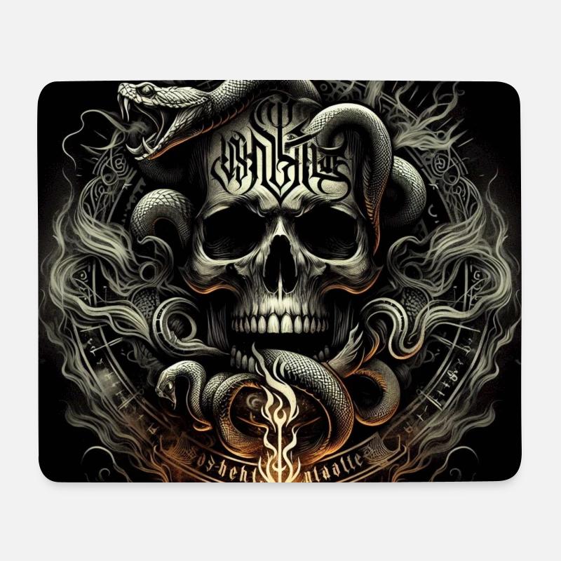 Totenkopf und Schlangen - Mousepad (Querformat) - Weiß