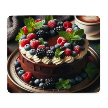 Gâteau au chocolat et aux fruits rouges - Tapis de souris (format paysage) - blanc - Devant