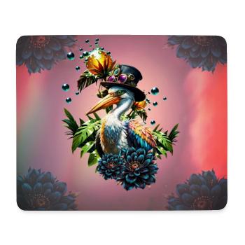 Funny pelican with steampunk hat - Mouse Pad (horizontal) - white - Front