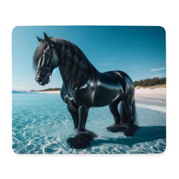 Cheval dans l’eau - Tapis de souris (format paysage) - blanc - Devant
