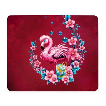 Flamant rose élégant avec des fleurs tropicales. - Tapis de souris (format paysage) - blanc - Devant
