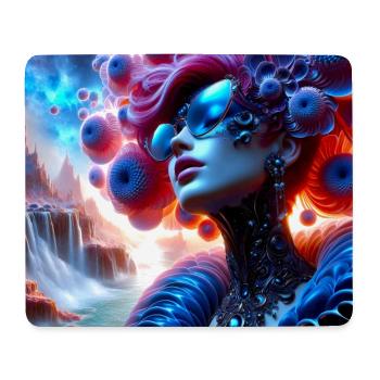 Surreales Porträt und futuristische Landschaft - Mousepad (Querformat) - Weiß - Vorne