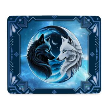 Two majestic wolf heads - Mouse Pad (horizontal) - white - Front
