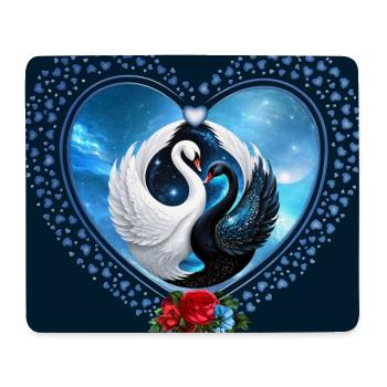 Cygne noir et cygne blanc - Tapis de souris (format paysage) - blanc - Devant