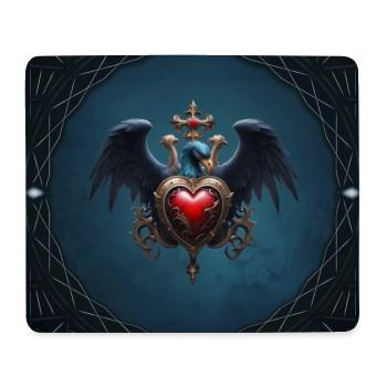Elegant Gothic Heart with Fantasy Bird. - Mouse Pad (horizontal) - white - Front