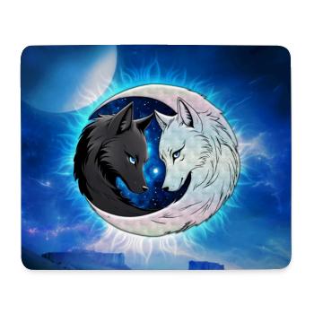 Zwei majestätische Wolfsköpfe, - Mousepad (Querformat) - Weiß - Vorne