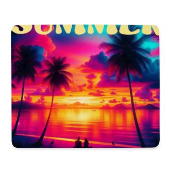 Summer Palm Tree Sunset Retro - Mouse Pad (horizontal) - white - Front