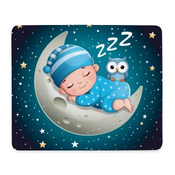 Schlafender Junge auf dem Mond mit einer Eule. - Mousepad (Querformat) - Weiß - Vorne