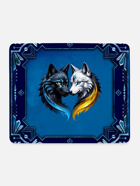 Majestätische Wolfsköpfe. - Mousepad (Querformat) - Weiß