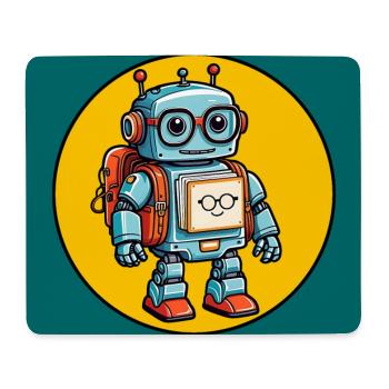 Kleiner süßer Roboter mit Schulranzen Einschulung - Mousepad (Querformat) - Weiß - Vorne